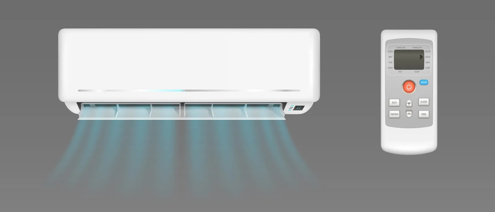 Aire acondicionado inverter tipo split instalado en la pared de una sala