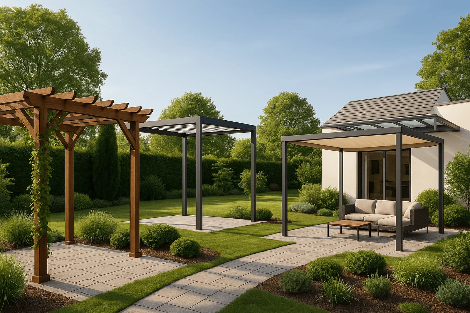 Pérgola instalada en la terraza de una casa