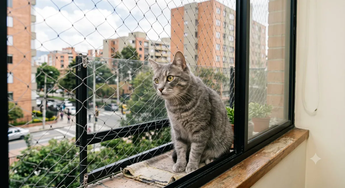 Balcón seguro para gato adoptado en Laureles